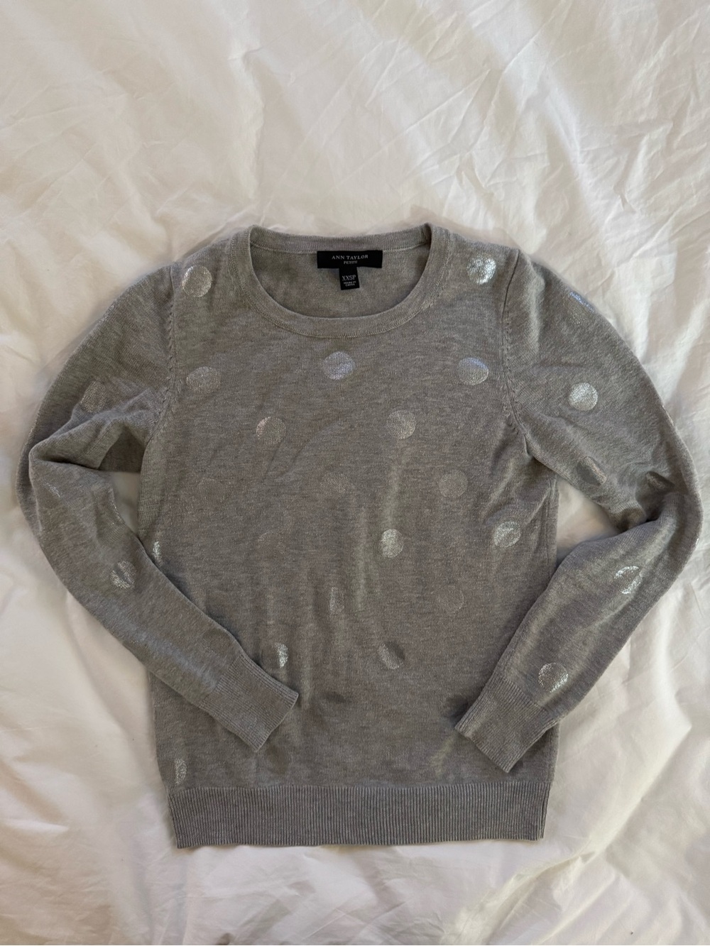 Ann Taylor Holiday Metallic Polka Dot Crewneck Sweater